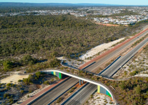 Ellenbrook wildlife bridge is a 12-meter-wide bridge north of Ellenbrook in Western Australia, designed to connect bushland known to house abundant wildlife. Utlising Geoquest Australia’s Reinforced Earth walls and precast concrete elements for both bridge abutments and retaining walls
