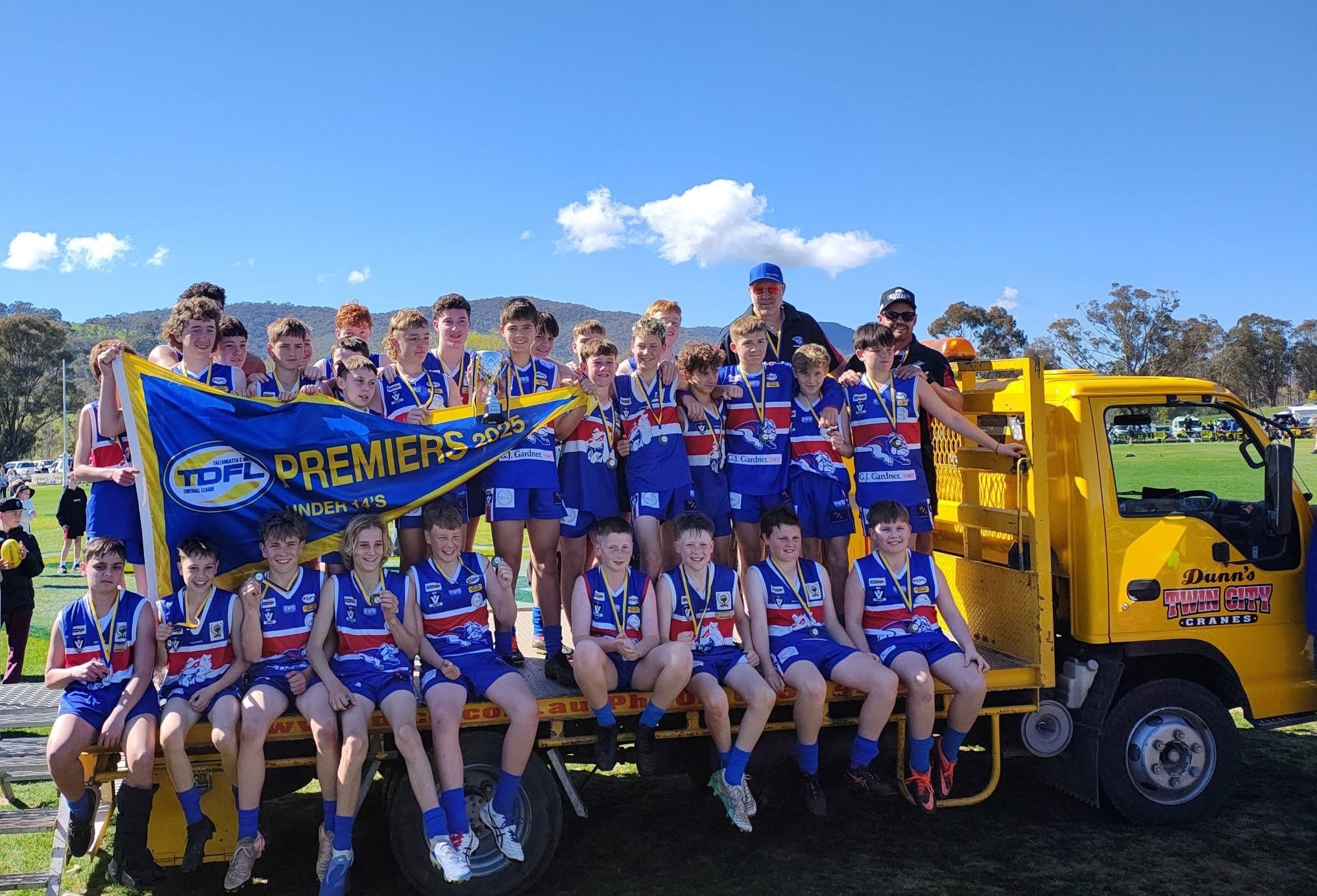 Thuroonga Football Premiers U14 boys - one of the Regional Australia sports clubs sponsored by Geoquest Australia in Albury, Northam and York.