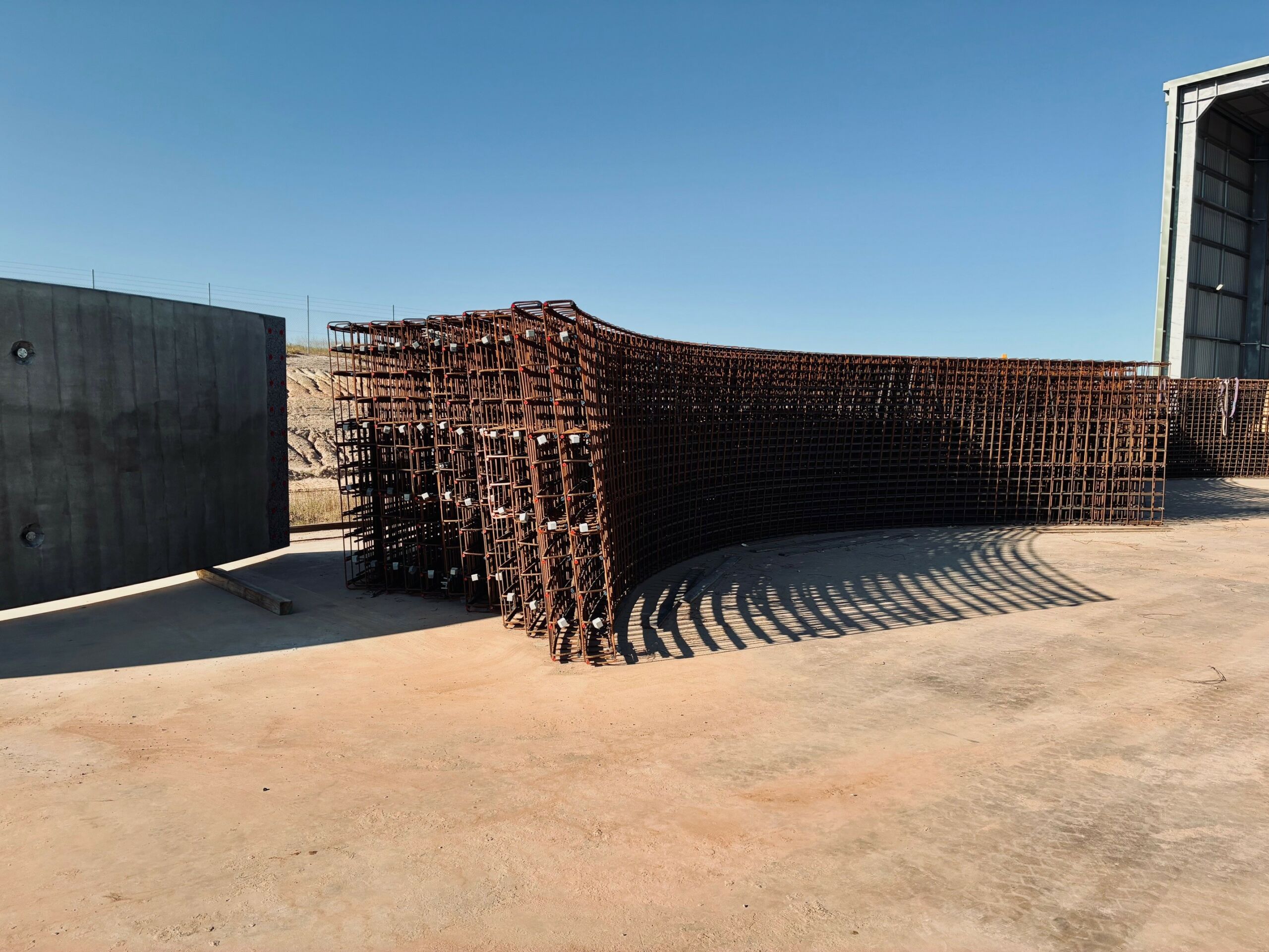 Precast Concrete arches and moulds Techspan precast concrete arch moulds used for arch systems behind; ready for transport to Pilbara mine site