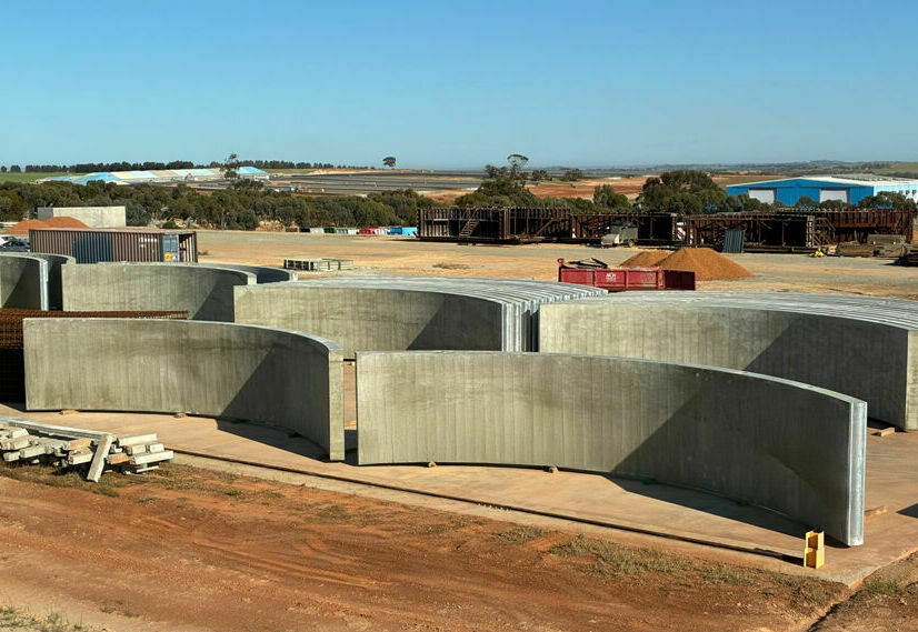 TechSpan precast concrete arches ready for transport to Pilbara mine site.