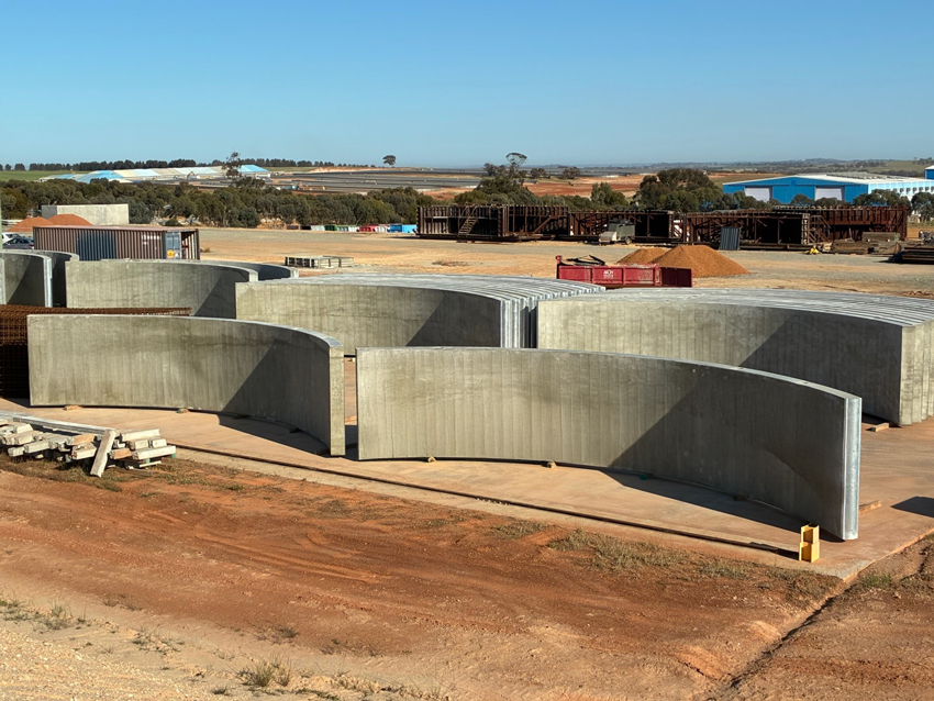 TechSpan precast concrete arches ready for transport to Pilbara mine site.