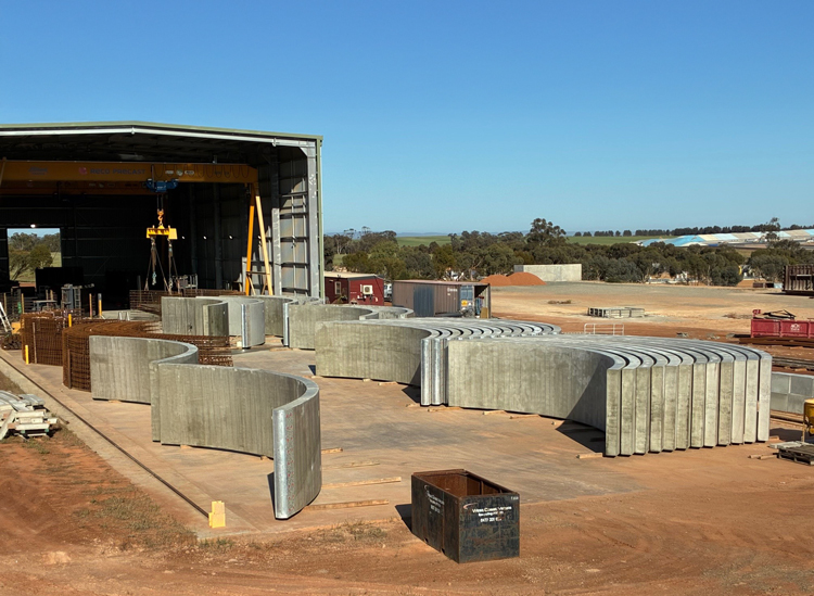Techspan concrete arches TechSpan precast concrete arches ready for transport to Pilbara mine site.
