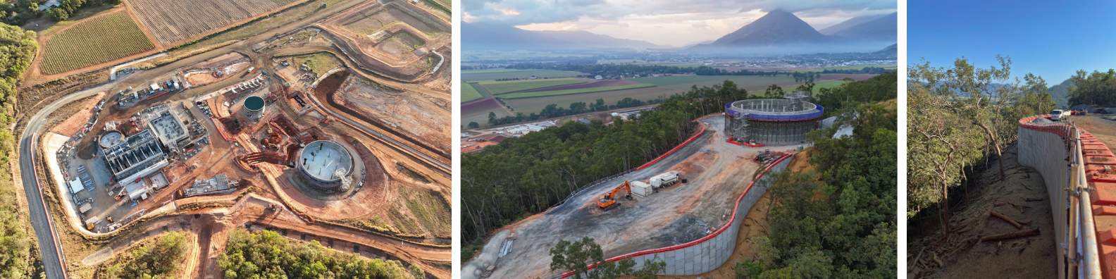 Cairns Water Security Project various contsruction progress images